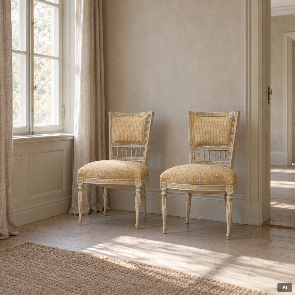 A set of four late Gustavian chairs by J. E. Höglander (master in Stockholm 1777-1813).