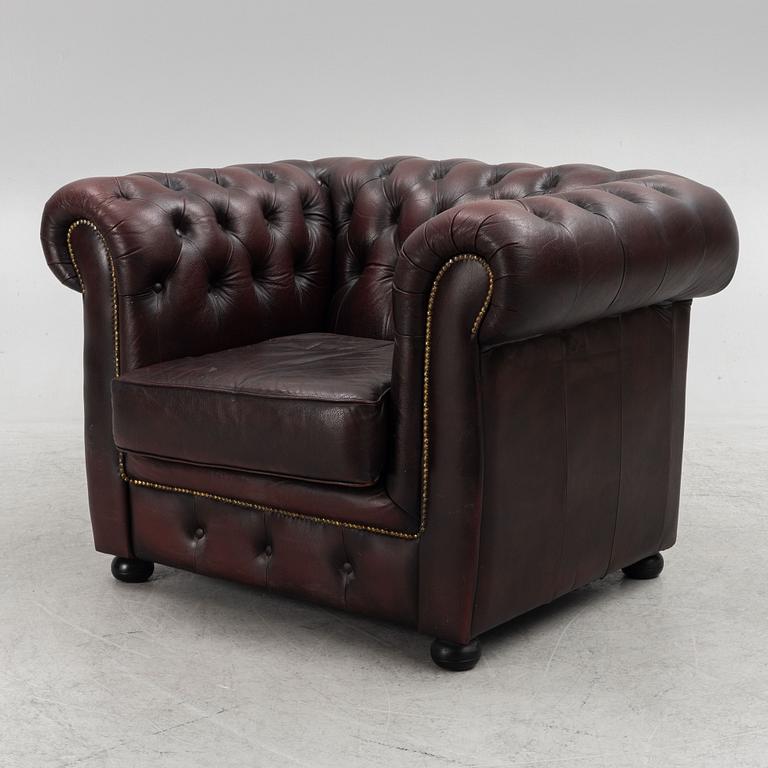 Sofa and armchair, Chesterfield, second half of the 20th Century.