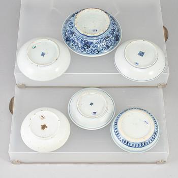 SKÅLFAT, sex stycken, porslin. Mingdynastin (1368-1644).