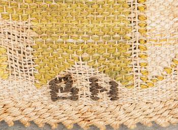 Barbro Nilsson, "Gul stjärna" vävnad inplock på linbotten signerad ca 39x40 cm.