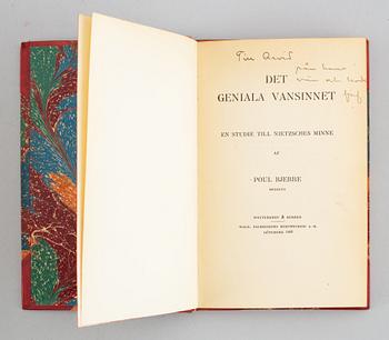 Böcker, 25 volymer. Parti dedikationsexemplar av Prins Wilhelm (8), prins Eugen (2) och Poul Bjerre (12).