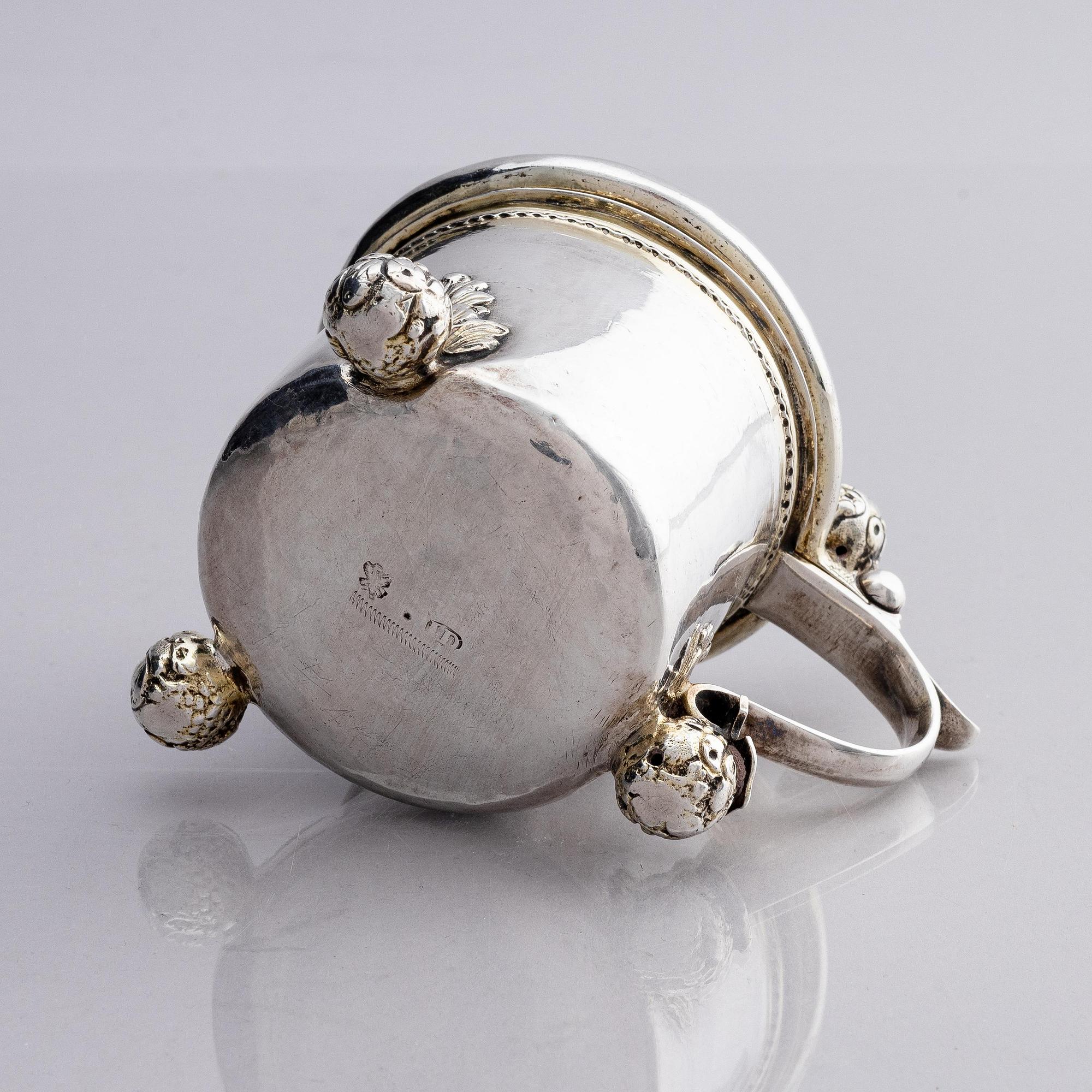 A Swedish 17th century parcel-gilt silver tankard, mark of Johan Dragman Arboga (active 1701-1746).