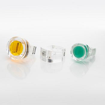 Siv Lagerström, three acrylic plastic rings, 1970s.