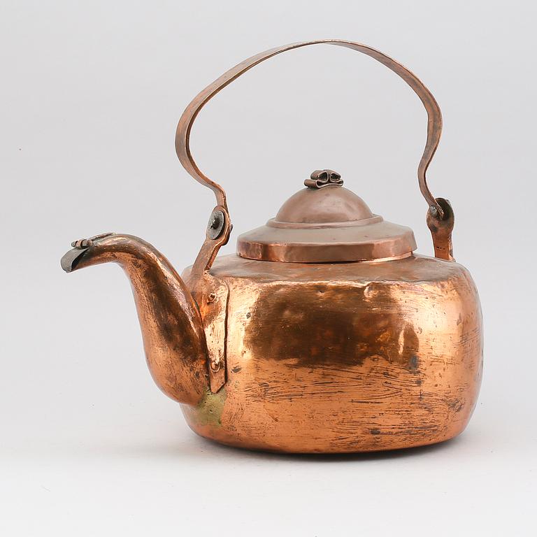 KAFFEKANNA, koppar, större modell, 1700-/1800-tal.