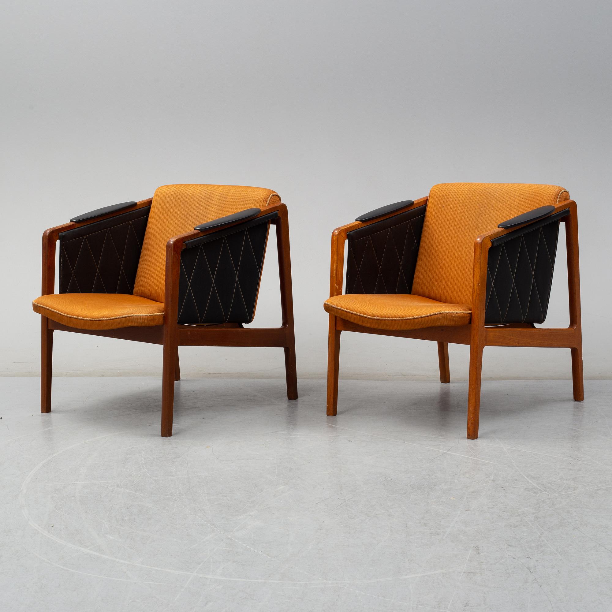 A pair of second half of the 20th century easy chairs by Bjørn Engø for Gustav Bahus, Norway.