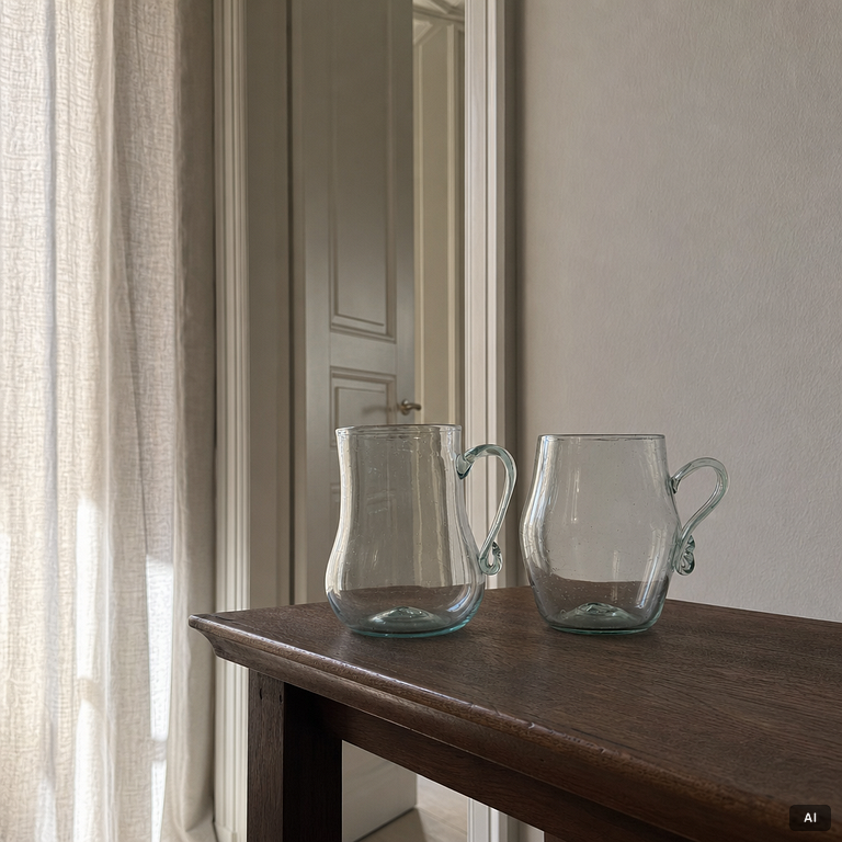 A set of two Swedish glass tankards, early 19th century.