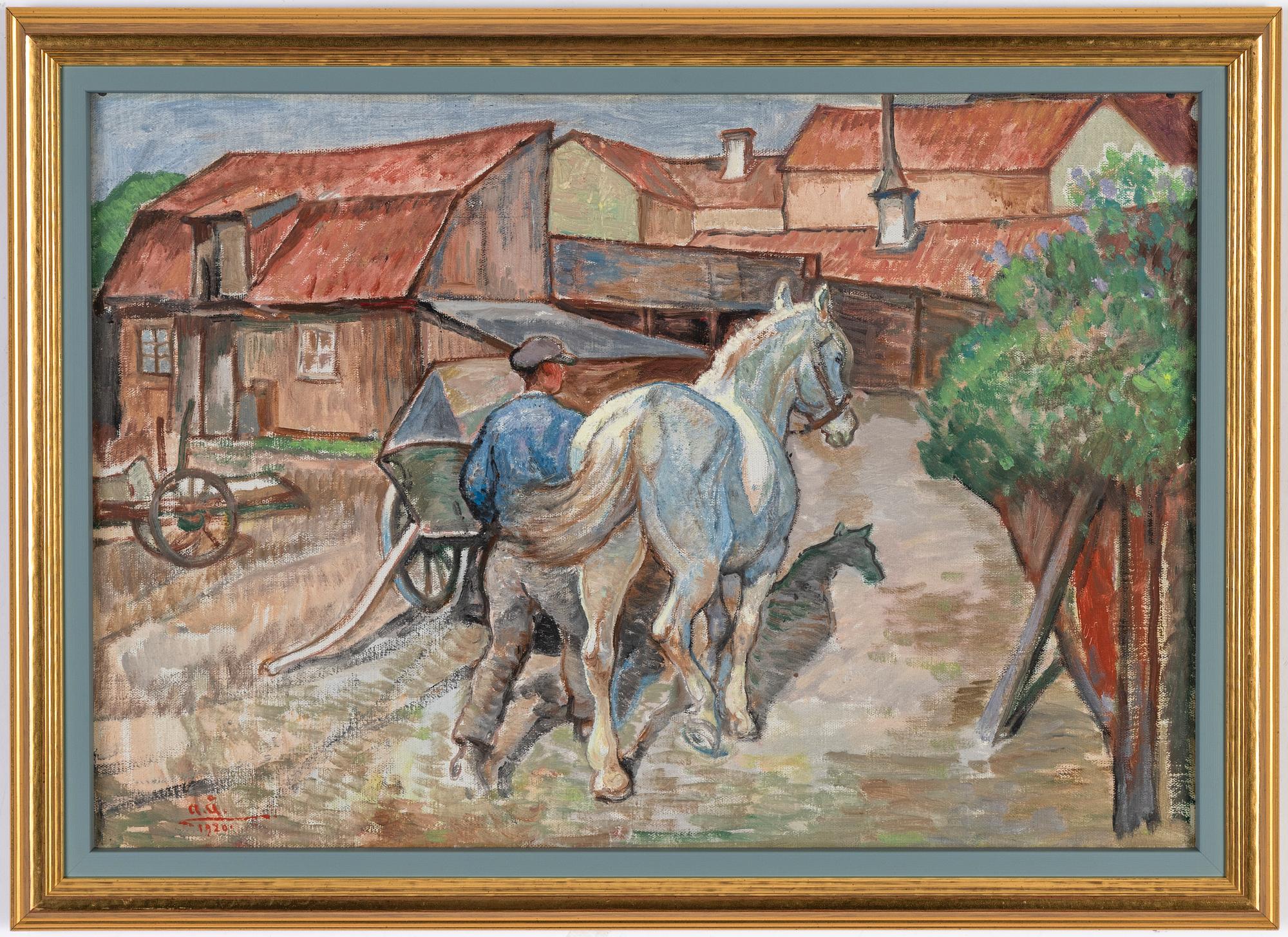 Acke Åslund, oil on canvas, signed AÅ and dated 1920.