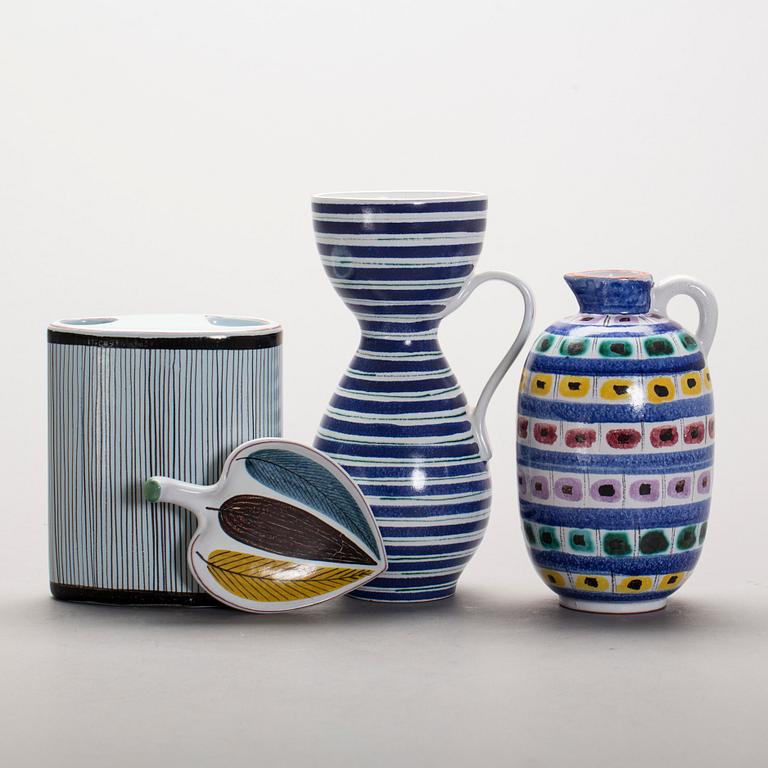 VASER 3 st. samt FAT, fajans, Stig Lindberg, Gustavsbergs studio, 1900-talets mitt.