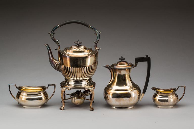 TE-/KAFFESERVIS, nysilver, 4 delar. 1900-tal.