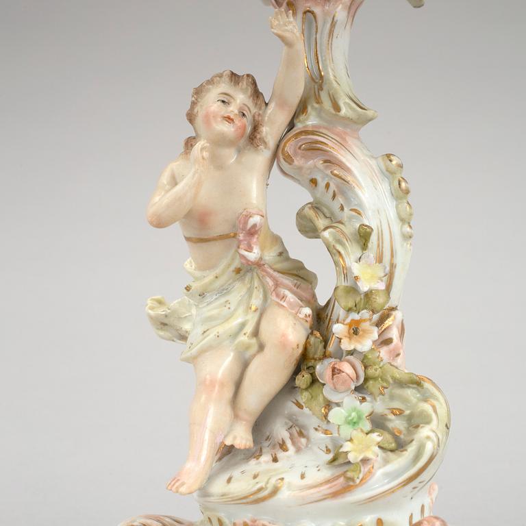 3 porcelain candelabra, Sitzendorf & Dresden, 19th and 20th century.