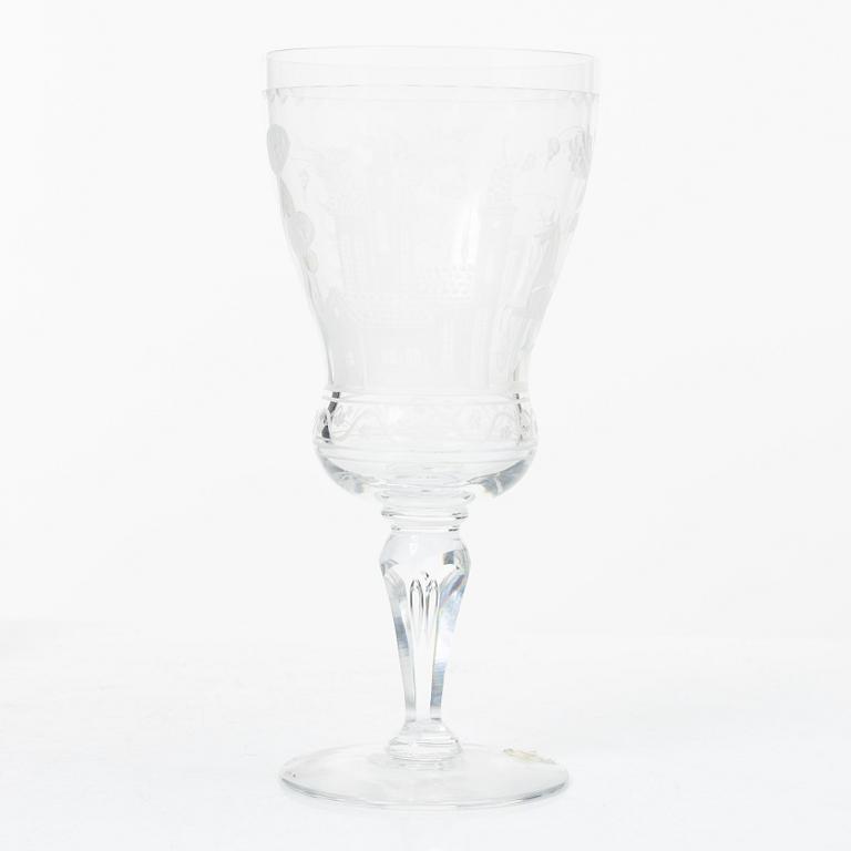Vicke Lindstrand, rödvinsglas, 5 st, "Dalecarlia", Kosta Boda.
