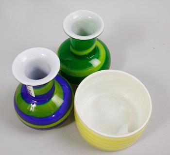 VASER, 2 st samt SKÅL. Glas. Peo Ström, Alsterfors.