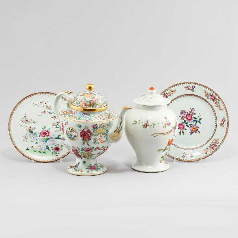 PARTI PORSLIN, 4 delar, Kina, 1700-tal, 1800-tal samt 1900-tal.