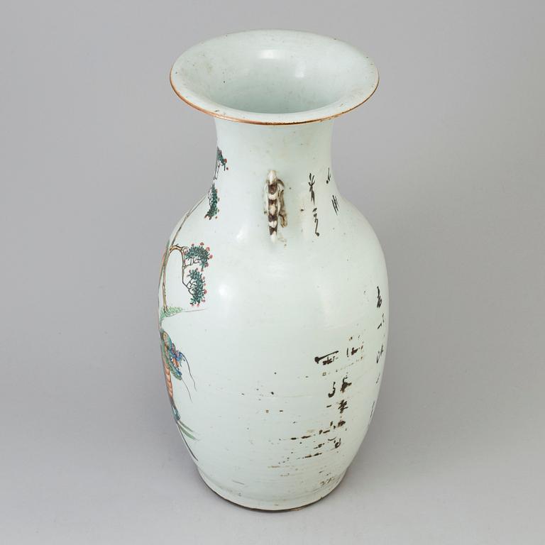 A Chinese famille rose figural porcelain vase, early 20th century.
