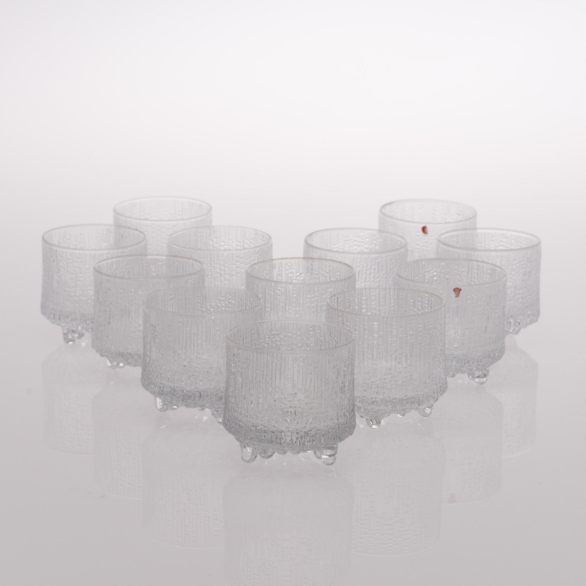 TAPIO WIRKKALA, dricksglas, 12 st samt kanna "Ultima Thule", Iittala, 1970-tal.