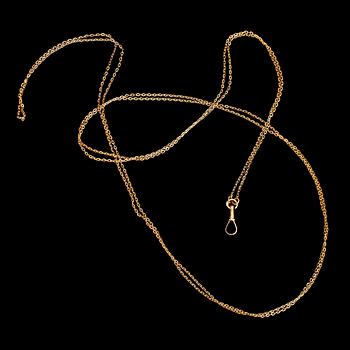 KLOCKKEDJA, 18 k guld, kedjelänk. Vikt ca 8 gram.