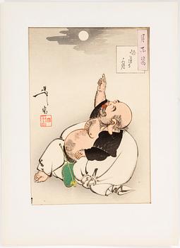 Three TSUKIOKA YOSHITOSHI (1839-1892) color woodblock prints. Japan, Tsuki hyakushi (100 Aspects of the Moon).
