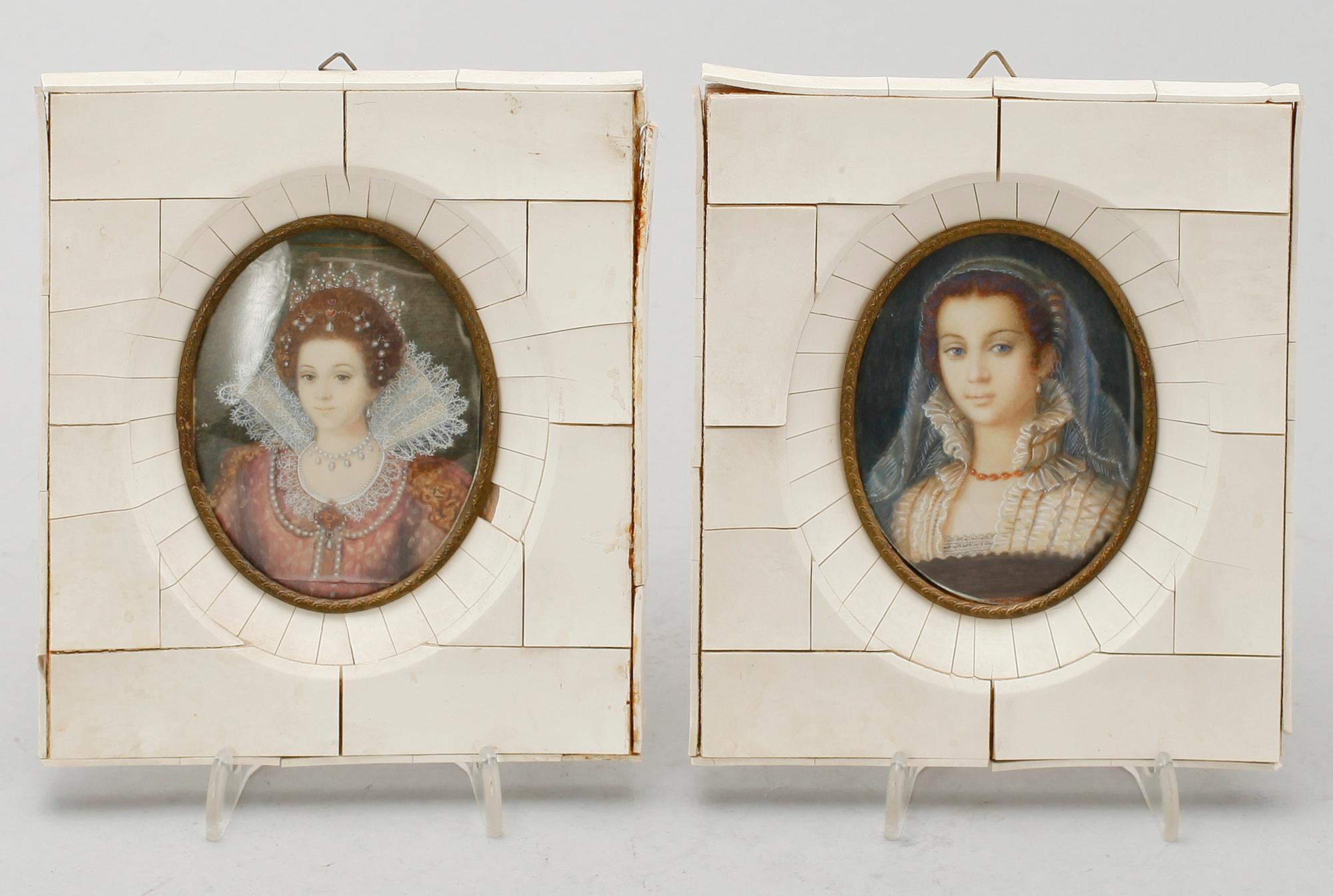 MINIATYRER, 2 st, gouacher, efter Bronzino, 1800-/1900-tal.