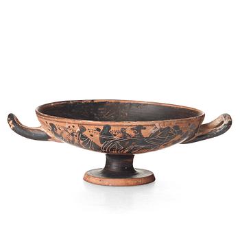 116. An Attic Black-figured Kylix cup, probably circa 520-510 B.C.