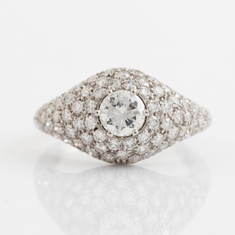 Ca 0,55 ct brilliant cut diamond and eight cut diamond ring.