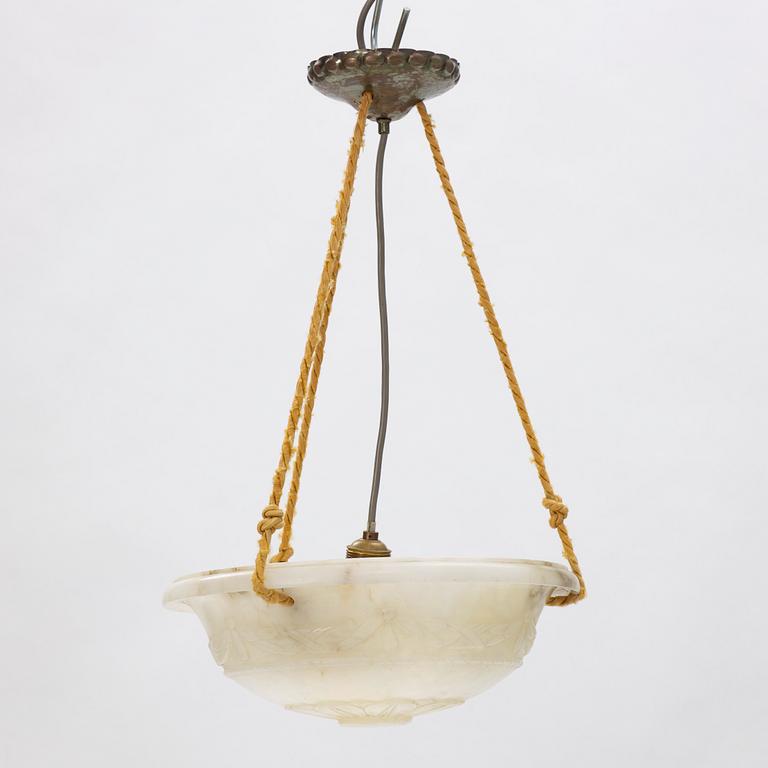 An alabaster ceiling lamp, 1920's.