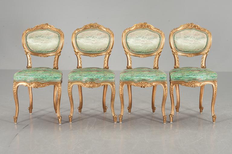 STOLAR, 4 st. Louis XV-stil. Omkring 1900.