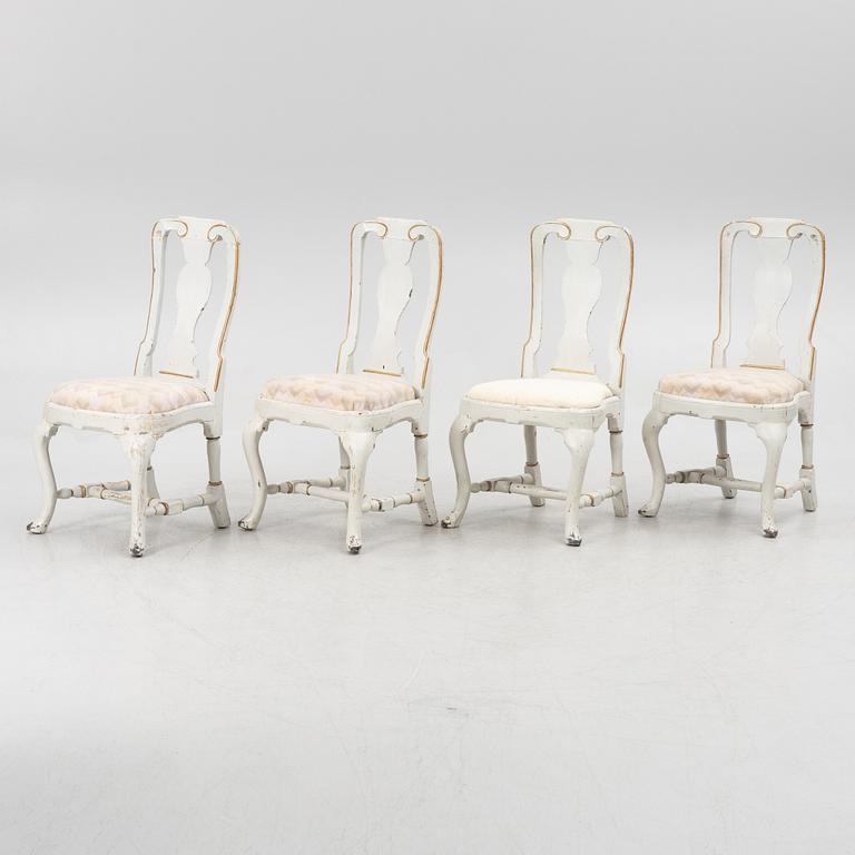 Chairs, 4 pcs, probably Bergslagen, mid-18th century, Late Baroque.