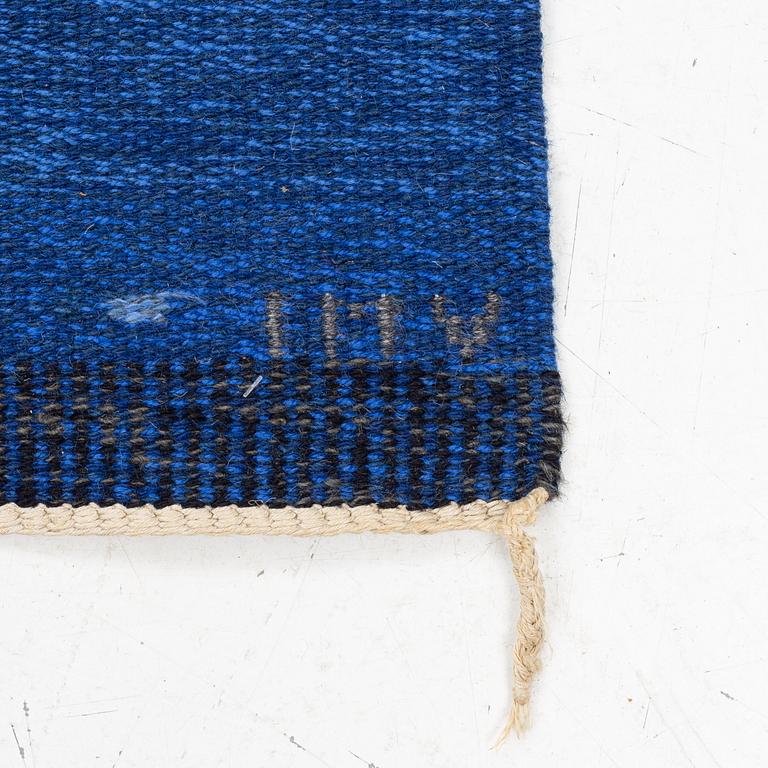 Inga-Mi Varneus Rydgren, a carpet, flat weave, c 216 x 149 cm, signed JLH IMV.