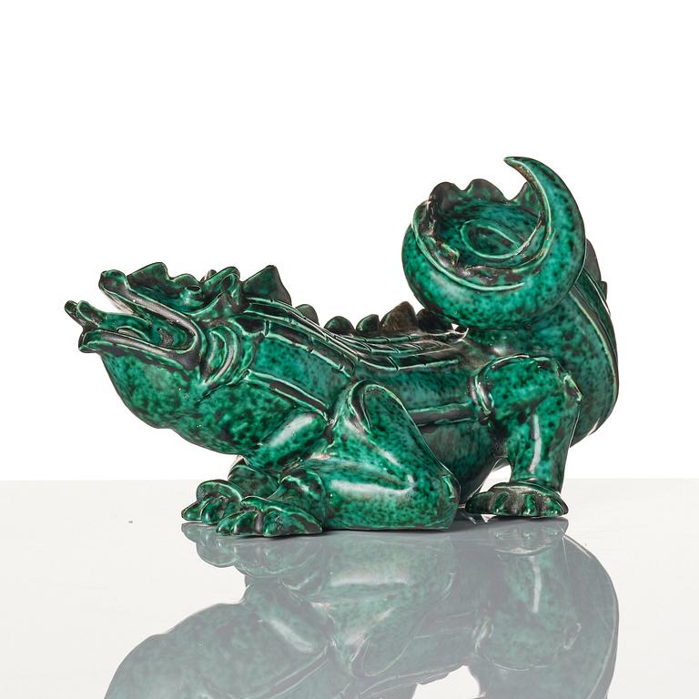 Wilhelm Kåge, an "Argenta" stoneware figure of a dragon puppy, Gustavsberg, Sweden ca 1940.