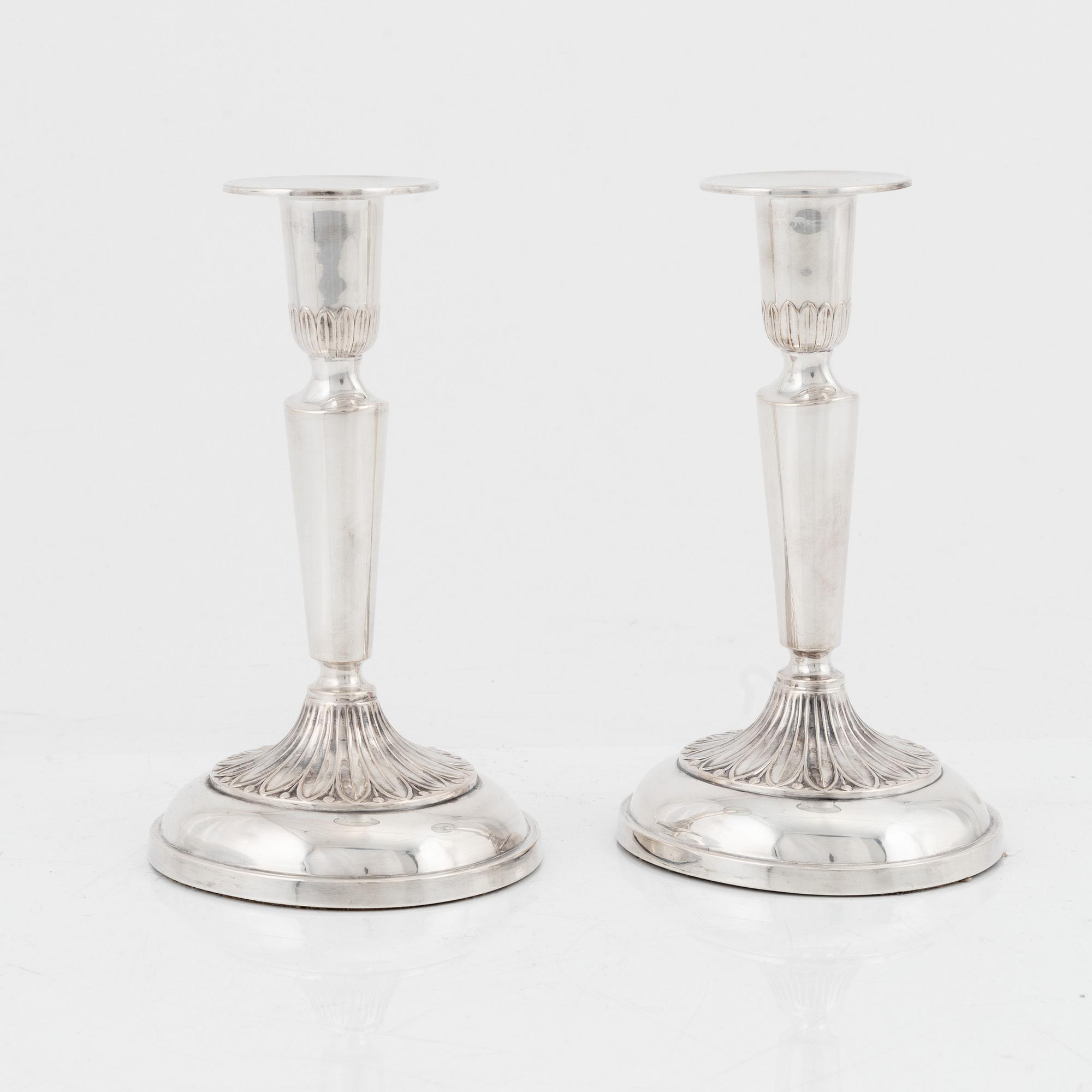 A pair of Swedish silver candlesticks, K & EC, Gothenburg, 1957.