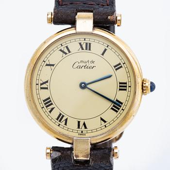 Cartier wristwatch, gilded silver, "Must de Cartier", 30 mm, quartz movement.