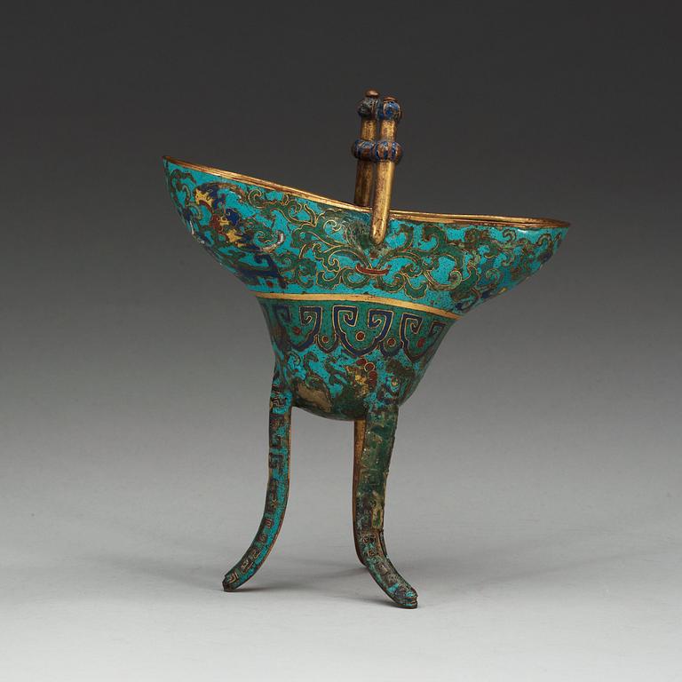 OFFERKÄRL, cloisonné. Qing dynastin (1644-1912).