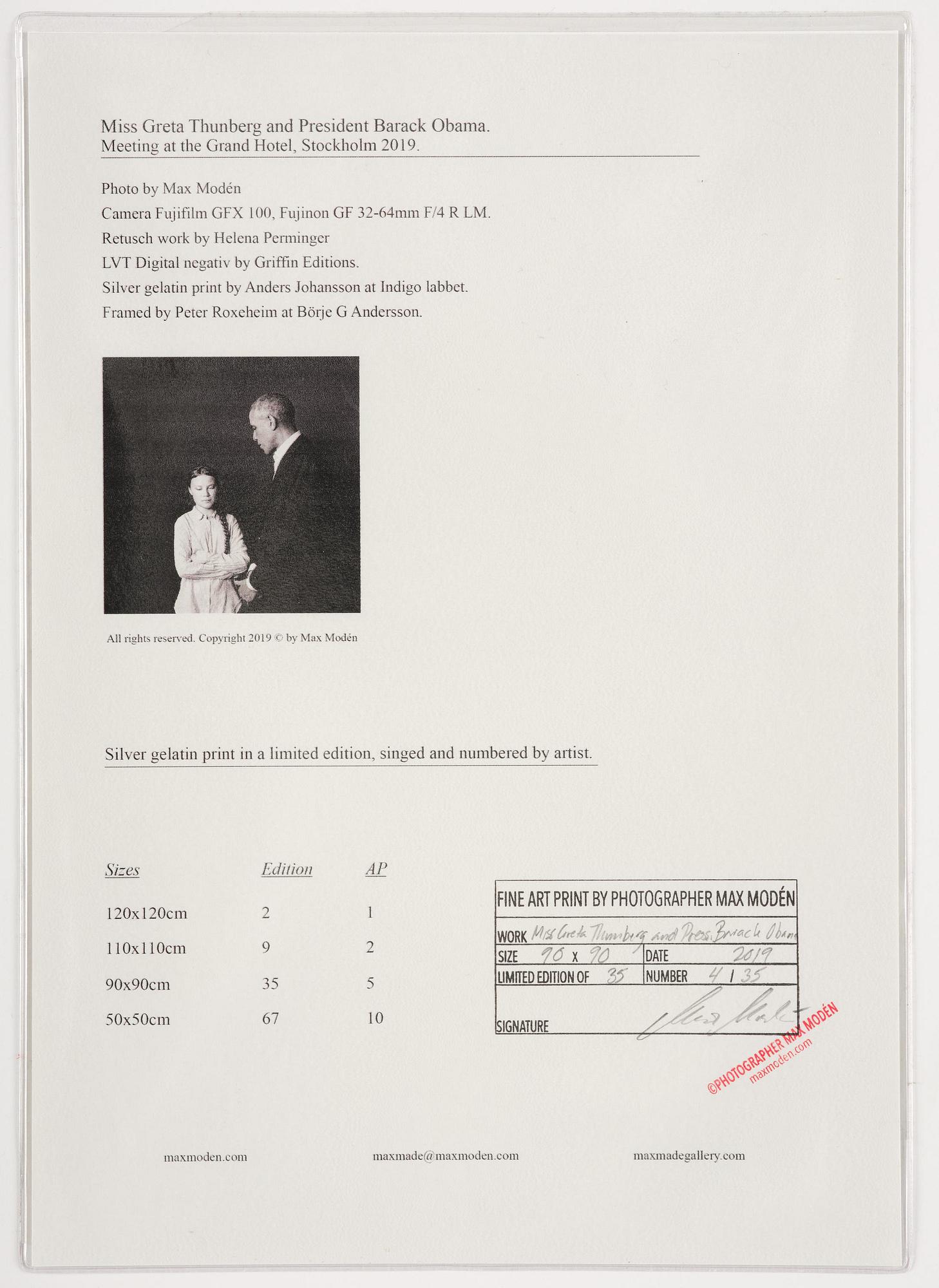 Max Modén, "Greta Thunberg and Barack Obama at the Grand Hotel", 2019.