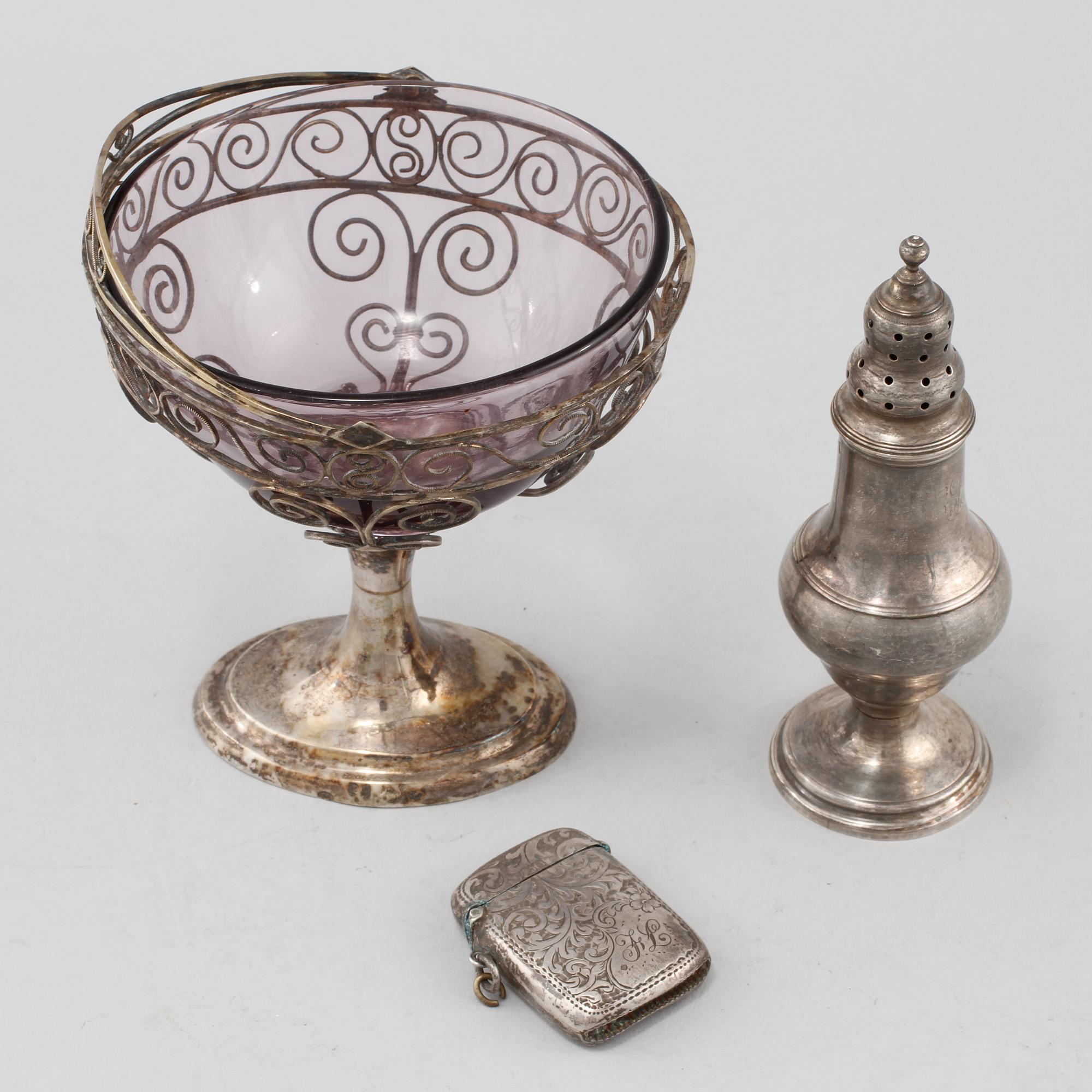 PARTI SILVER, 3 delar, 1800/1900-tal. Vikt 260 g.