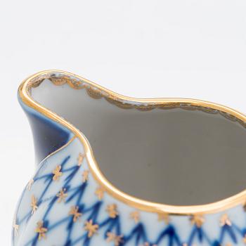 Teservis, 9 dlr, porslin, "Cobalt net", Lomonosov, Sovjetunionen.