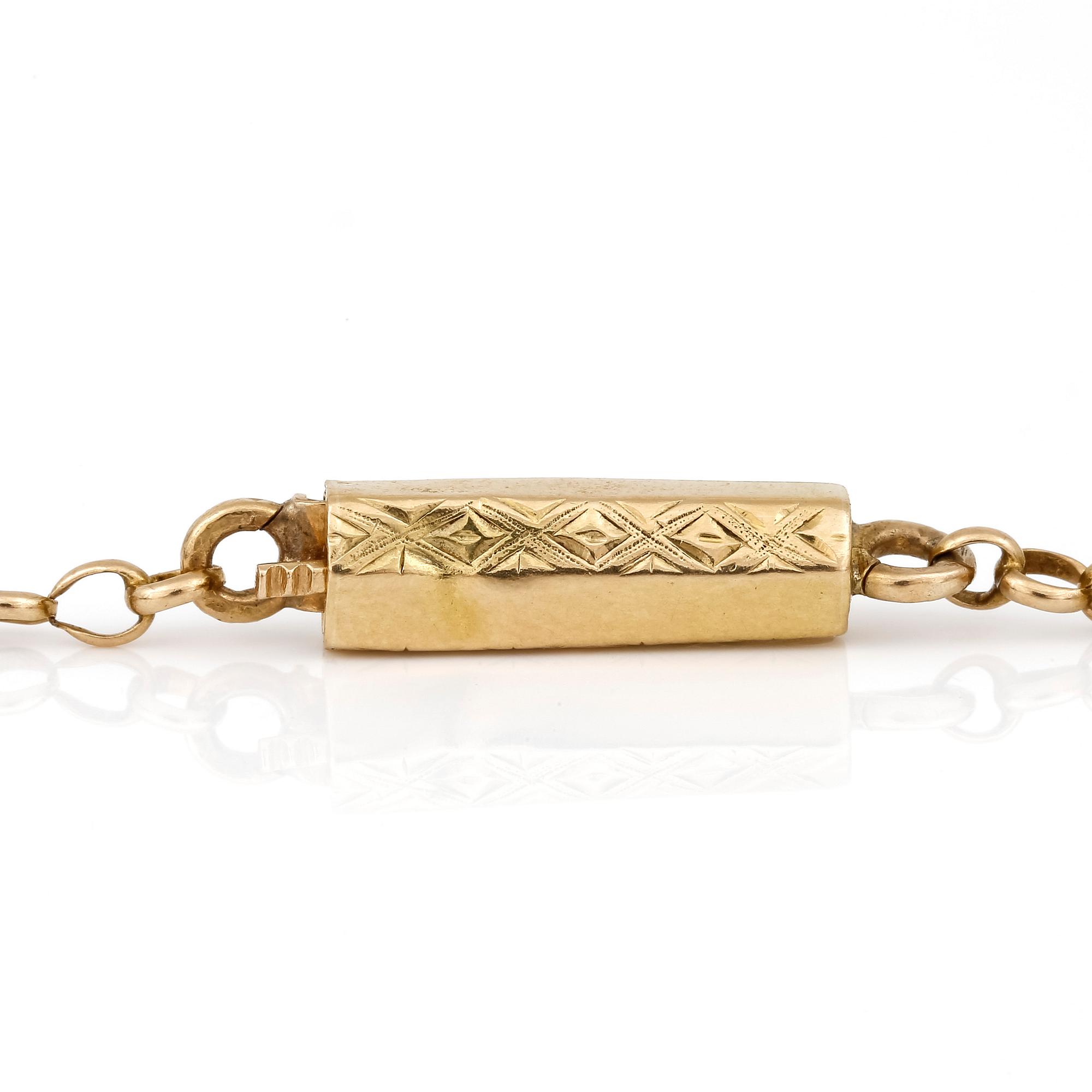 KEDJA, omkring sekelskiftet 1900-talets. 18K guld.