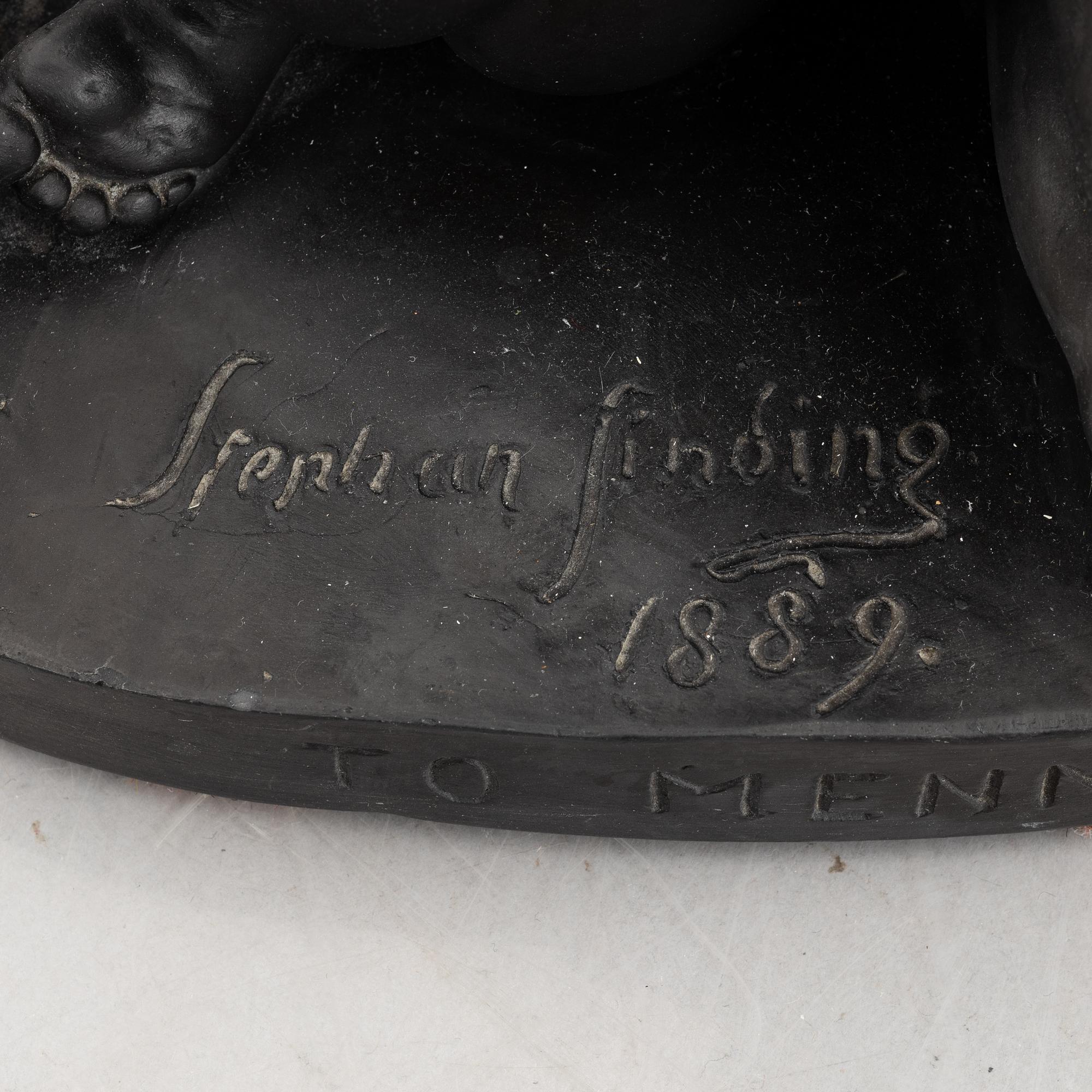 Stephan Sinding, after, a basalt sculpture, "To mennesker", 20th century.