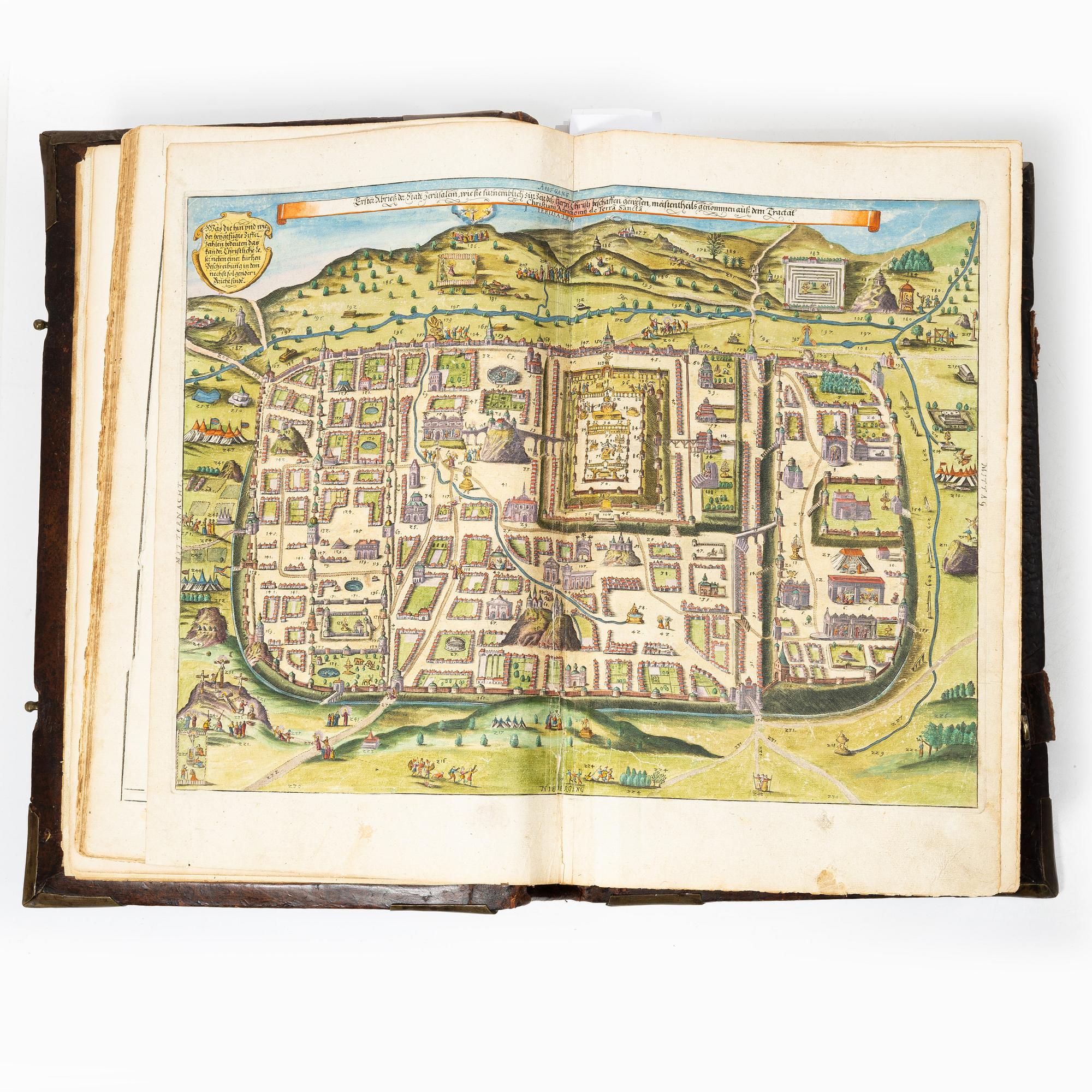 Biblia, Nürnberg 1662, med vackert bemålade gravyrer.