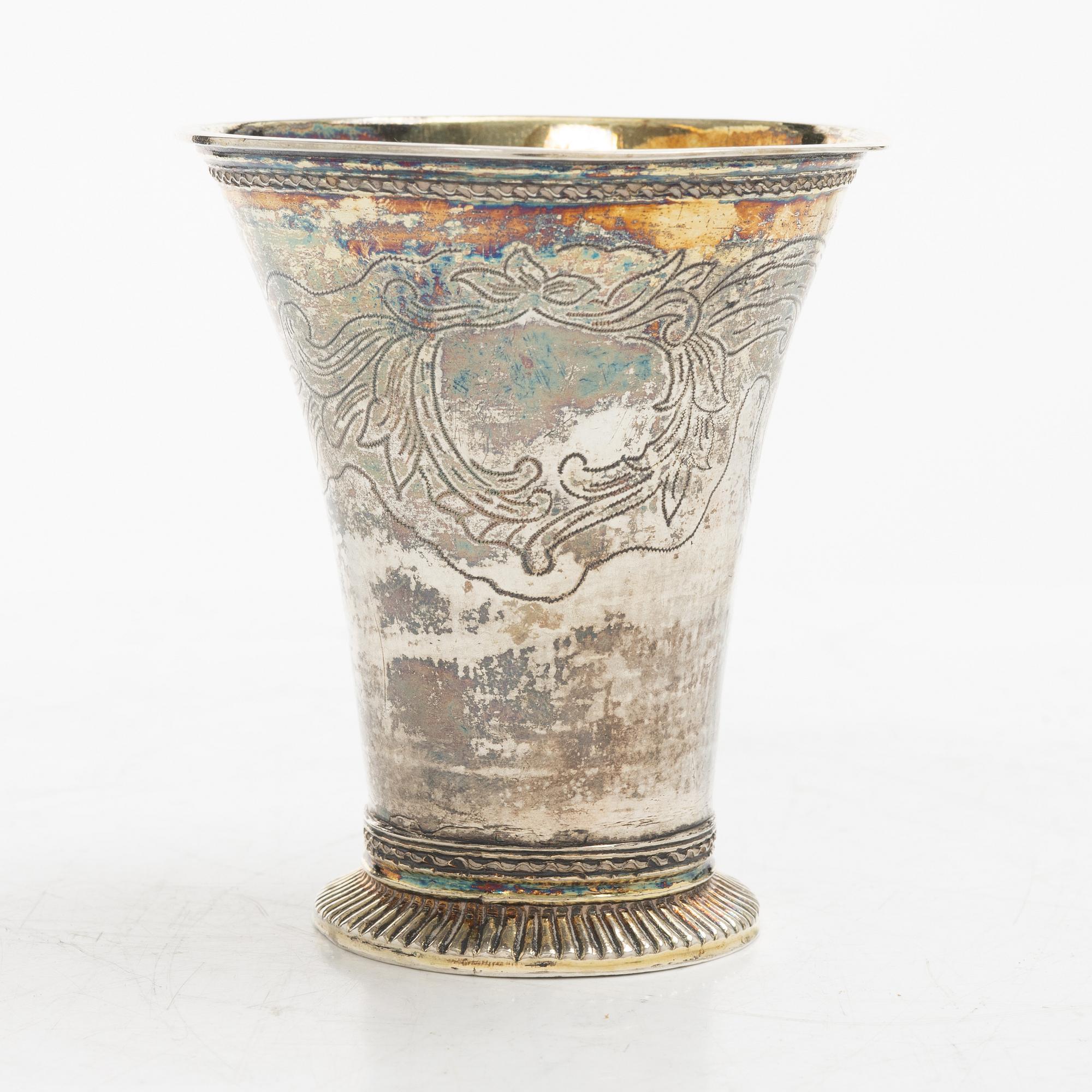 Carl Johan Bask, bägare, silver, Södertälje 1766.