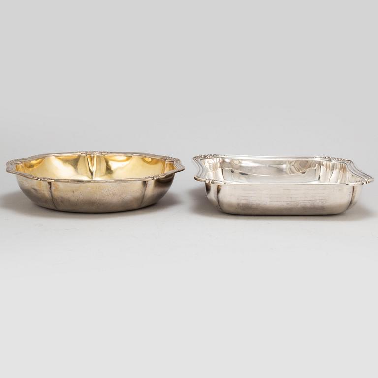 Two French 19th century silver 950/1000 dishes, after 1838.