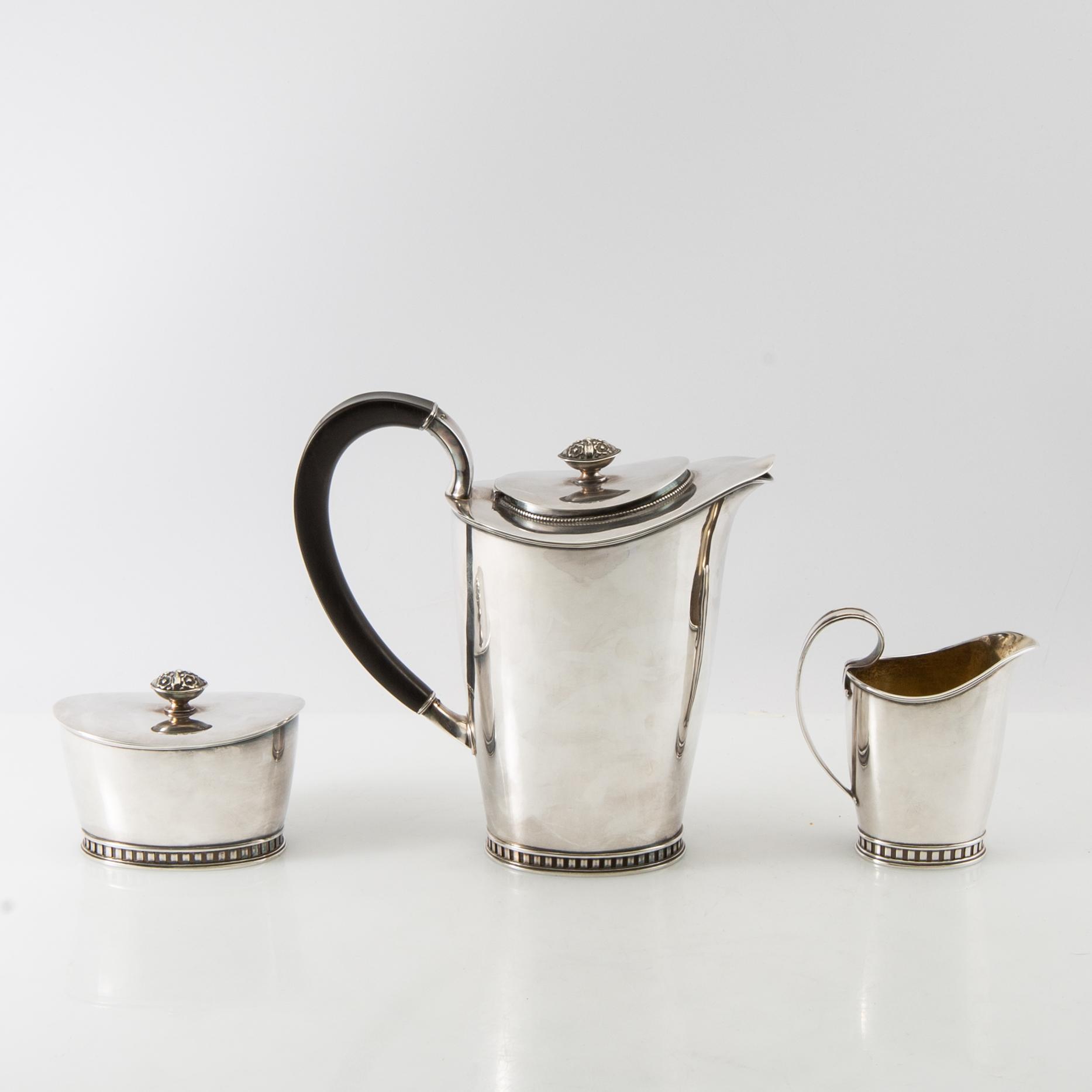Sven-Arne Gillgren, kaffeservis, 3 delar, silver, GAB, Stockholm, 1960.