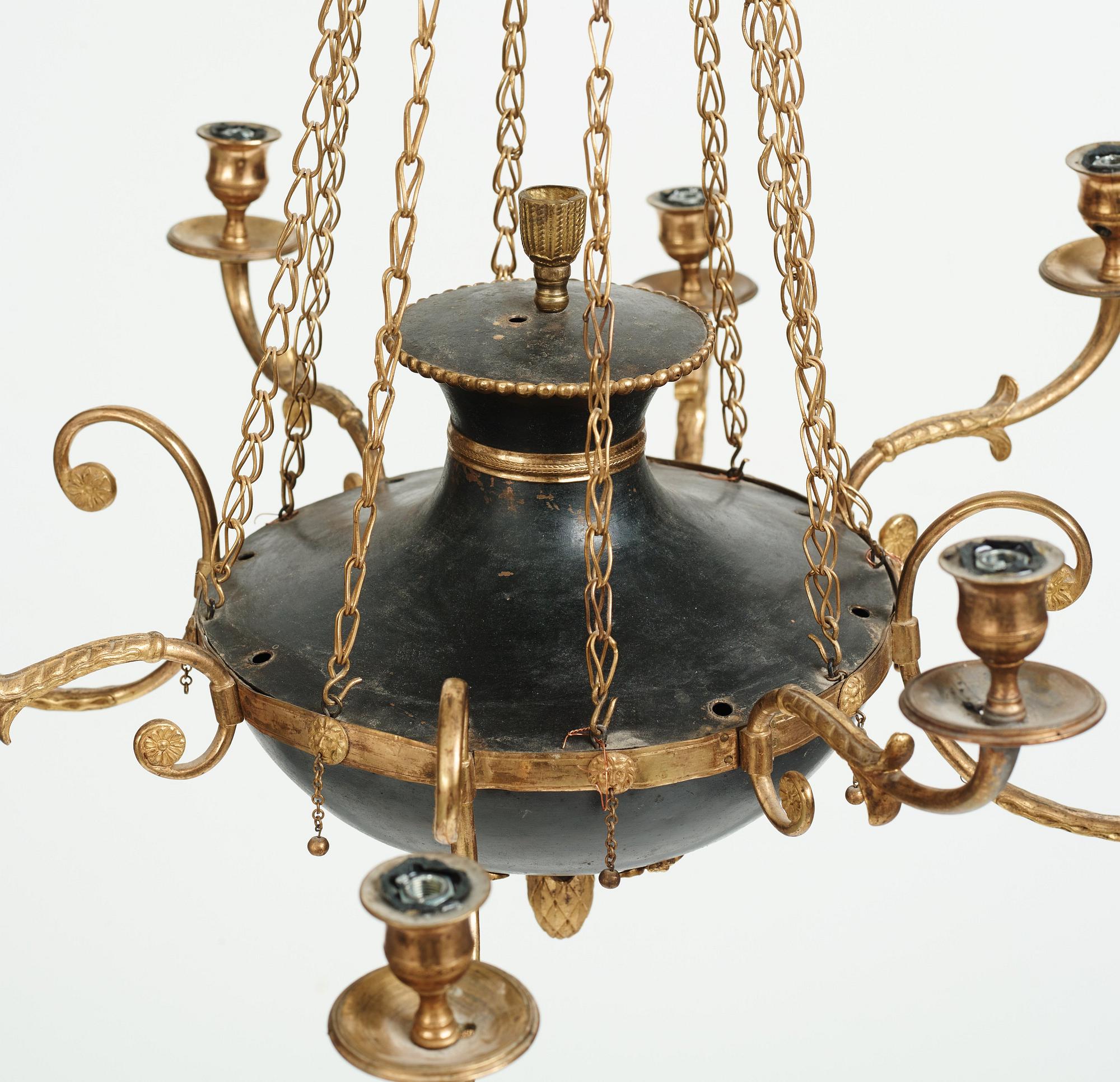 Ampel, för åtta ljus, ca år 1800, Sengustaviansk.