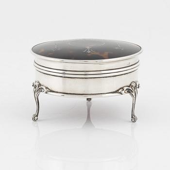 An English silver and tortoiseshell jewellery box, marks of Charles & Richard Comyns, London 1919,