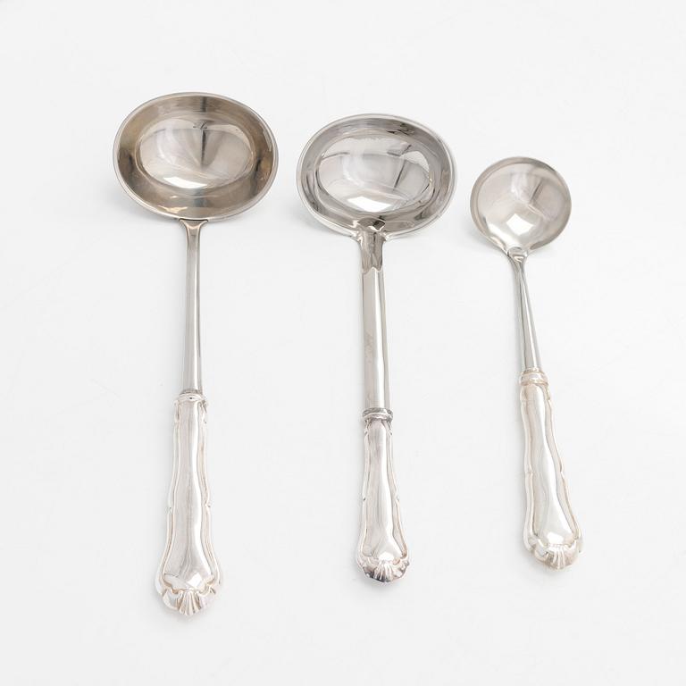 A 78-piece silver 'Chippendale' cutlery set, 1978-2007. Various Finnish manufacturers.