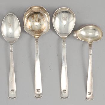 BESTICKSERIVS, 179 delar, silver, "Rosenholm", Jacob Ängman, GAB, Stockholm, 1900-talets andra del, total vikt ca 7595g.