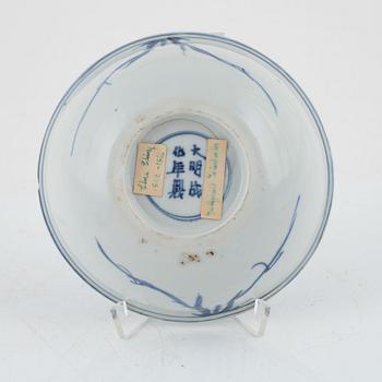 A blue and white bowl, Ming dynasty, 17th century.