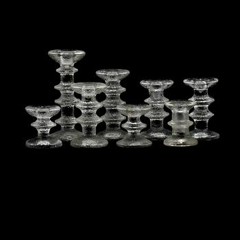 LJUSSTAKAR, 8 st, glas, "Festivo", Timo Sarpaneva, Iittala, 1900-talets andra hälft.