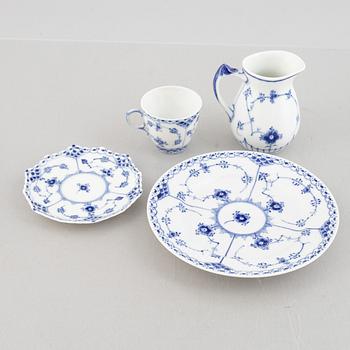 Royal Copenhagen,  18 porcelain service pieces, 'Blue Fluted', Denmark.