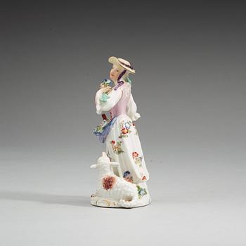FIGURIN, porslin. Meissen, omkring 1755.