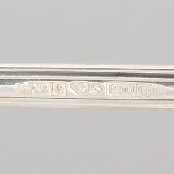 Kaffeskedar, 12 st, samt tårtspade, silver, modell "Olga", GAB, Eskilstuna, 1994-2006.